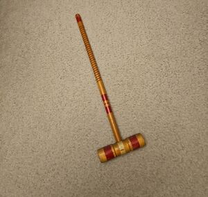 Vintage Wooden Croquet Mallet | Red Stripes